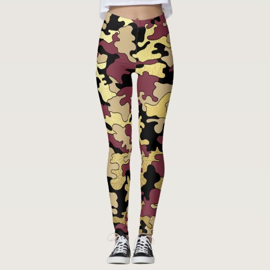 Maroon- en Gold-Camo-Leggings Leggings (Voorkant)