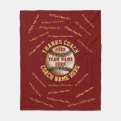 Maroon- en Gold-gepersonaliseerde Baseball Coach-c Fleece Deken (Voorkant)