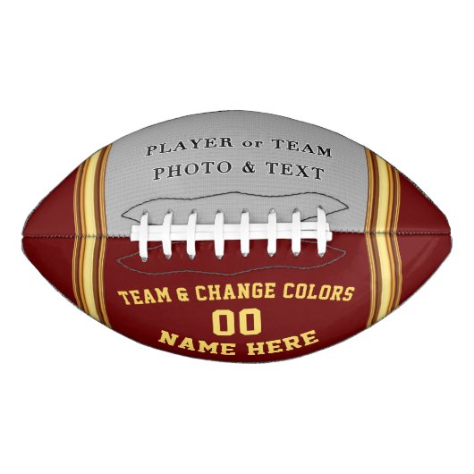 Maroon- en Gold-geprinte Football met FOTO (Voorkant)