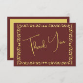 Maroon en Gold Ivy Afstuderen Waardering Bedankkaart (Voorkant / Achterkant)