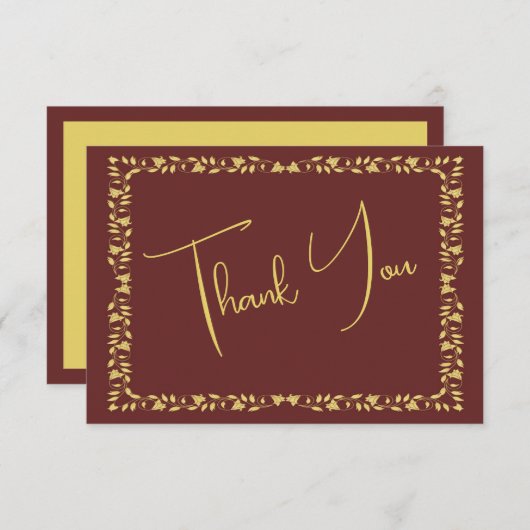 Maroon en Gold Ivy Afstuderen Waardering Bedankkaart (Voorkant / Achterkant)