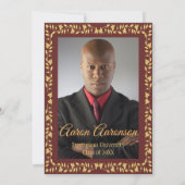 Maroon en Gold Ivy Border Afstuderen Foto (Achterkant)