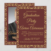 Maroon en Gold Ivy Border Afstuderen Foto (Voorkant / Achterkant)