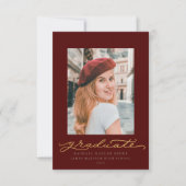 Maroon en Gold Millennial Script Uitnodiging (Voorkant)