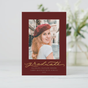 Maroon en Gold Millennial Script Uitnodiging