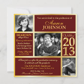 Maroon en Gold Photo Invitation H Kaart (Voorkant)