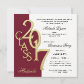 Maroon en goud 2017 Afstuderen Kaart (Achterkant)