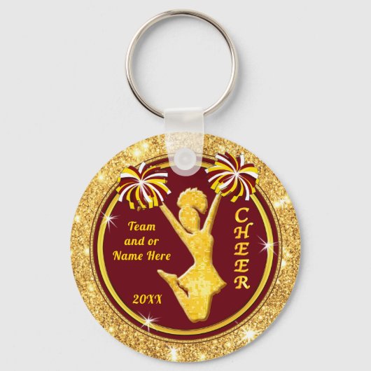 Maroon en goud, Cheerleader Gifts Cheap, Cheer Sleutelhanger (Voorkant)