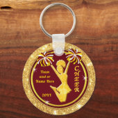 Maroon en goud, Cheerleader Gifts Cheap, Cheer Sleutelhanger (Voorkant)