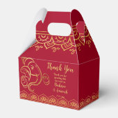 Maroon en goud Ganesha Indische bruiloft Bedankdoosjes (Achterkant)
