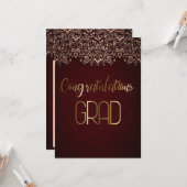 Maroon en Goud Gefeliciteerd Afstudeerder Kaart (Voorkant / Achterkant in situ)