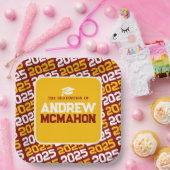 Maroon en Goud Gepersonaliseerd Afstuderen Papieren Bordje (Feest)