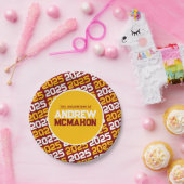 Maroon en Goud Gepersonaliseerd Afstuderen Papieren Bordje (Feest)