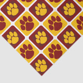 Maroon en Goud Herhalende Pawprint Tissuepapier (Detail)