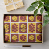 Maroon en Goud Herhalende Pawprint Tissuepapier (Geschenk)