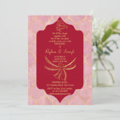 Maroon en goud Hindu trouwknoop Ganesha Kaart (Staand voorkant)