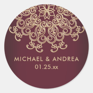 MAROON EN GOUD INDIAAS GEÏNSPIREERD LABEL