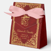 Maroon en goud Indiase bruiloft olifant Bedankdoosjes (Voorkant)