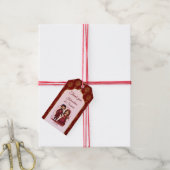 Maroon en goud schattig Indiase bruidspaar gunst Cadeaulabel (Met Touw)