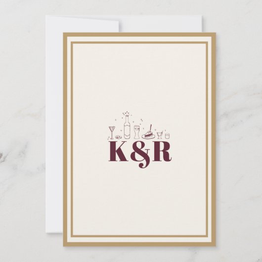 Maroon en goud slaan de datum op kaart (Achterkant)