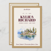 Maroon en goud slaan de datum op kaart (Voorkant / Achterkant)