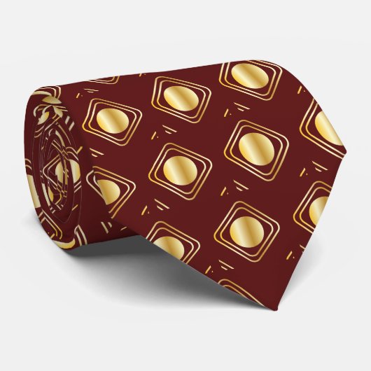 Maroon en gouden bont in Stropdas (Opgerold)