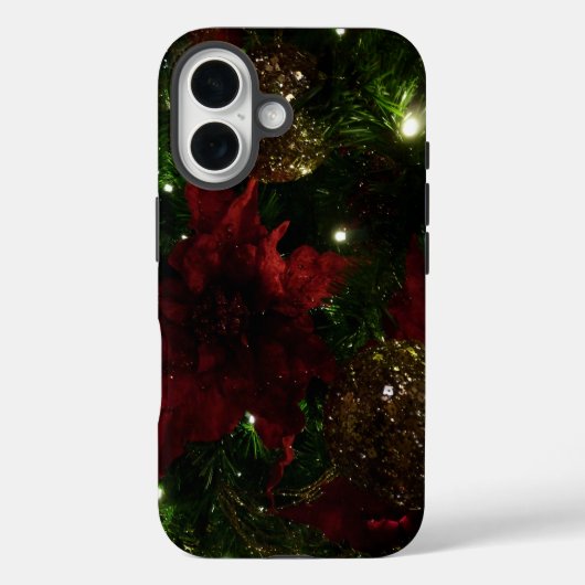 Maroon en Gouden Kerstboom I Vakantie Foto Case-Mate iPhone Case (Achterkant)