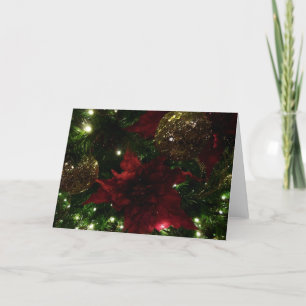 Maroon en Gouden Kerstboom I Vakantie Foto Feestdagen Kaart
