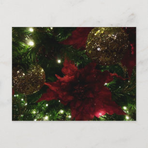 Maroon en Gouden Kerstboom I Vakantie Foto Feestdagenkaart