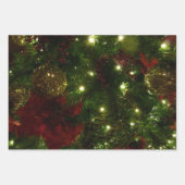 Maroon en Gouden Kerstboom I Vakantie Foto Inpakpapier Vel (Voorkant 2)