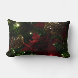 Maroon en Gouden Kerstboom I Vakantie Foto Kussen