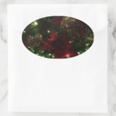 Maroon en Gouden Kerstboom I Vakantie Foto Ovale Sticker (Tas)