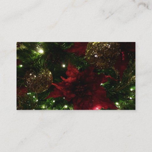 Maroon en Gouden Kerstboom I Vakantie Foto Visitekaartje (Achterkant)