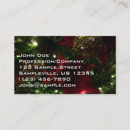 Maroon en Gouden Kerstboom I Vakantie Foto Visitekaartje (Voorkant)