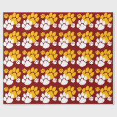 Maroon en Gouden Pawprint Cadeaupapier (Vlak)