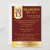 Maroon- en goudfotouitnodiging F Kaart (Achterkant)