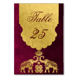 Maroon en goudolifanten Indiase bruiloft Kaart