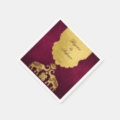 Maroon- en goudolifanten Indische bruinbruinkoollu Servet (Hoek)