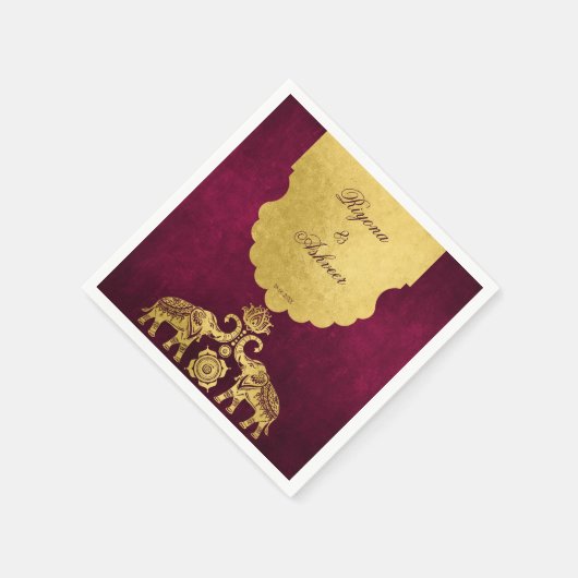 Maroon- en goudolifanten Indische bruinbruinkoollu Servet (Hoek)