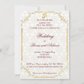 Maroon en goudolifanten luxe Indiase bruiloft Kaart (Achterkant)