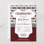 Maroon en Gray Argyle Patterned Baby shower Kaart (Voorkant)