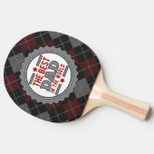 Maroon en Grey Argyle Beste Papa Tafeltennisbatje (Zijkant)