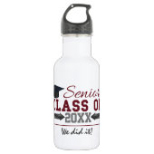 Maroon en Grey Typografie Afstuderen Fles (Voorkant)
