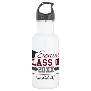 Maroon en Grey Typografie Afstuderen Fles
