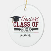 Maroon en grijs Afstuderen Foto Ornament (Links)