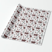 Maroon en Grijs Buffel Plaid Longhorn Patroon Cadeaupapier (Uitgerold)