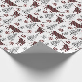 Maroon en Grijs Buffel Plaid Longhorn Patroon Cadeaupapier (Hoek)