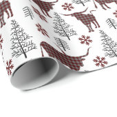 Maroon en Grijs Buffel Plaid Longhorn Patroon Cadeaupapier (Rol Hoek)
