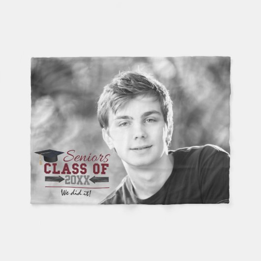 Maroon en grijs typografie Afstuderen deken (Voorkant (Horizontaal))