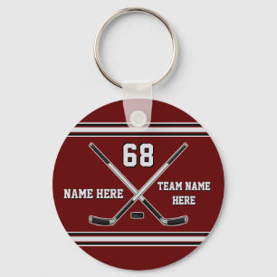Maroon en grijze Cheap Hockey Team Gifts, elke kle Sleutelhanger